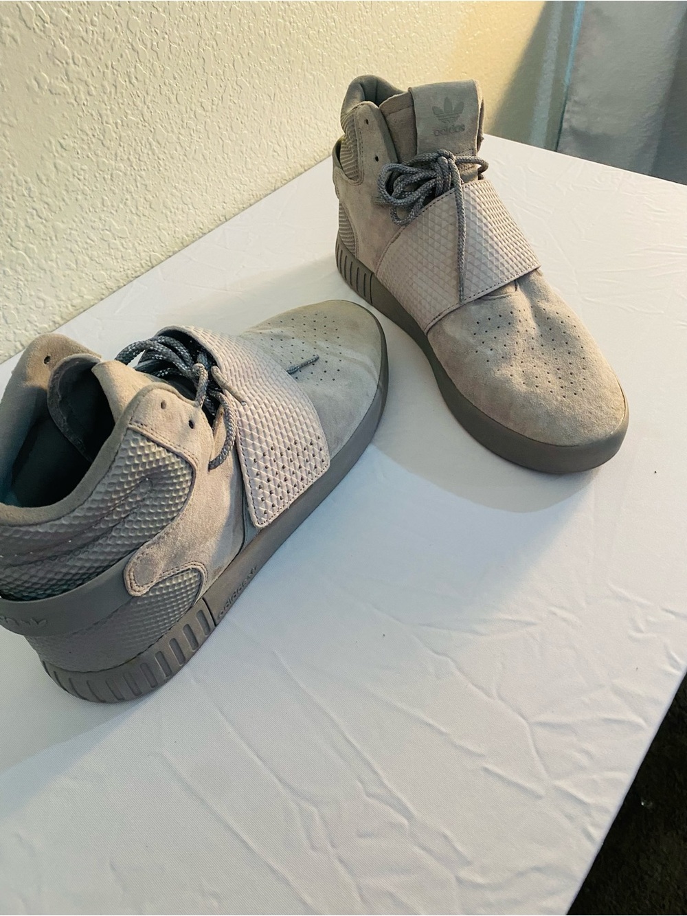 adidas Men’s Taupe/Sand Suede High-Top Sneakers